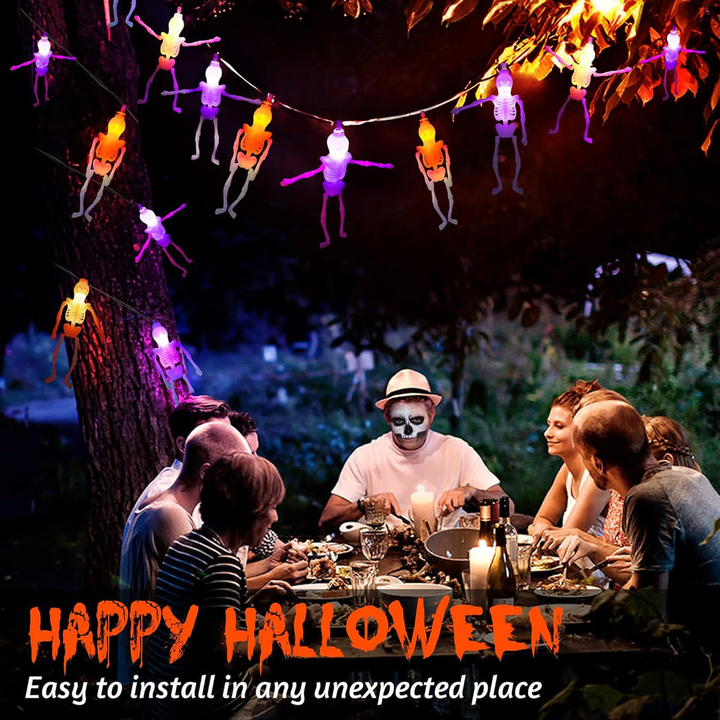 Battery operated skeleton lights, Halloween Decoration Light for festive gatherings outdoors.