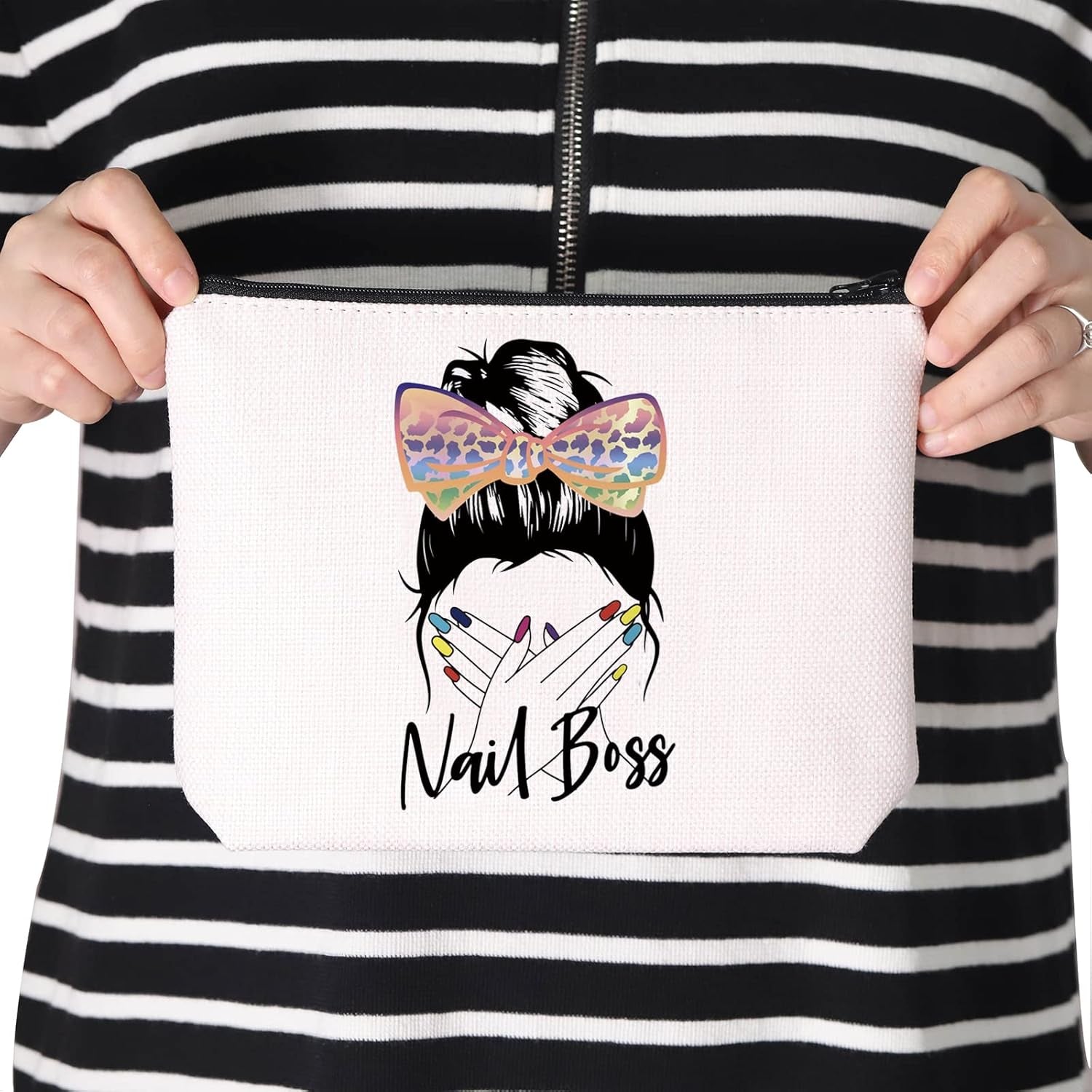 Nail Technician Gift Zipper Pouch Makeup Bag