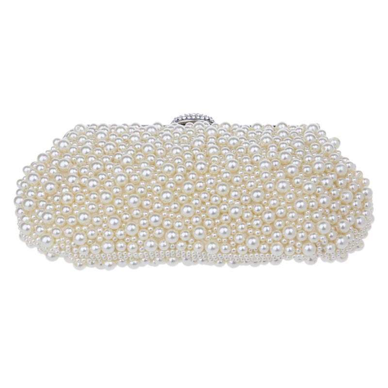 Women Messenger Beaded Women Vintage Evening Bags Imitation Pearl Shell Women Bag Shoulder Bags,Diamonds Clutch Bag for Wedding