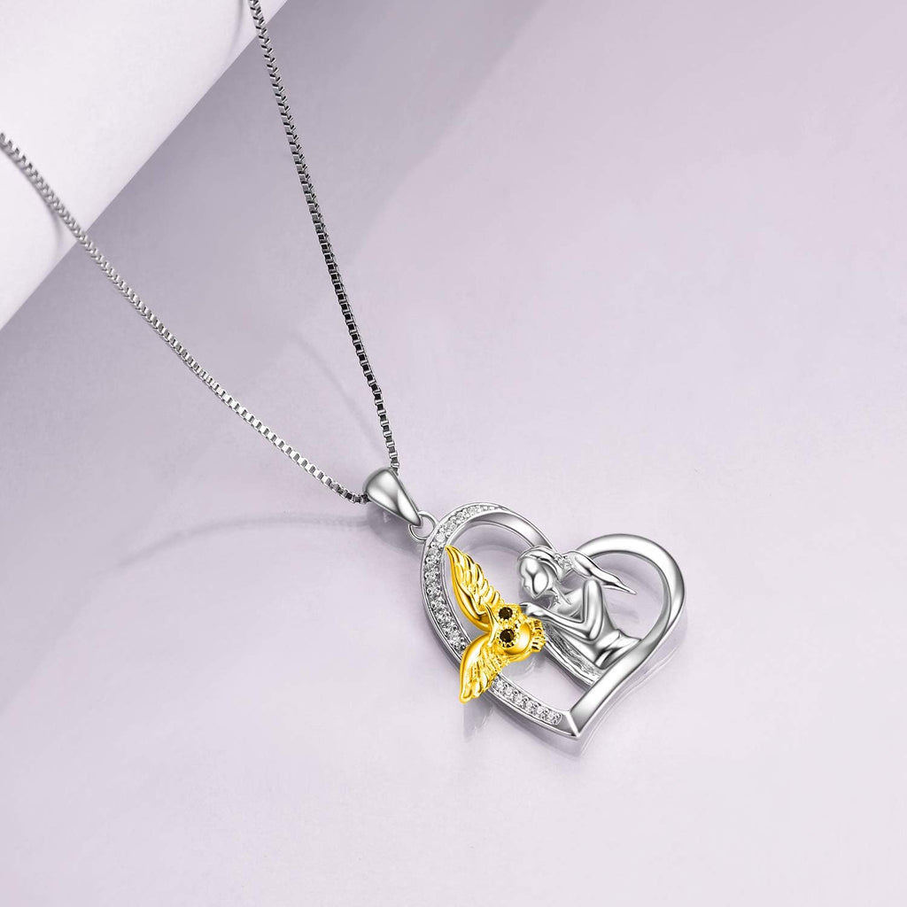 Panda/Cat/Elephant/Sloth/Wolf/Bee Necklace Sterling Silver Animal Pendant Necklace Jewelry Gifts for Women Teens Girls