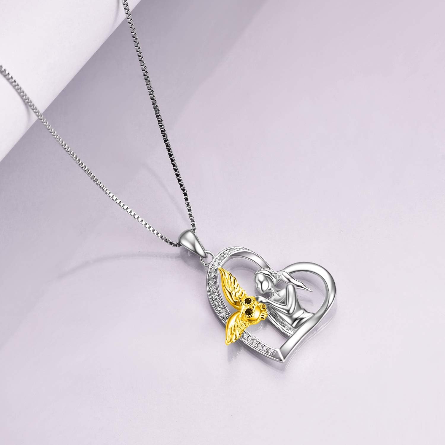 Panda/Cat/Elephant/Sloth/Wolf/Bee Necklace Sterling Silver Animal Pendant Necklace Jewelry Gifts for Women Teens Girls