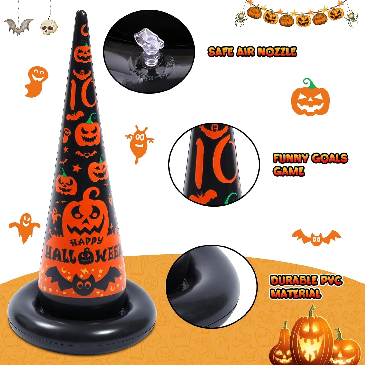 3 Pack Witch Hat Halloween Inflatables Ring Toss Game - Fun Halloween Games,Toys & Party Supplies, Games & Toys for Kids Adults