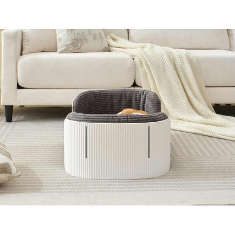 Scandinavian Style Cat Couch Bed, Pet Sofa for Indoor Cats PP Indoor Pet Furniture Elevated Cat Beds with Removable Mattress Cover Suitable for Kitty, Puppy or Small Animal Brand Design White Grey
