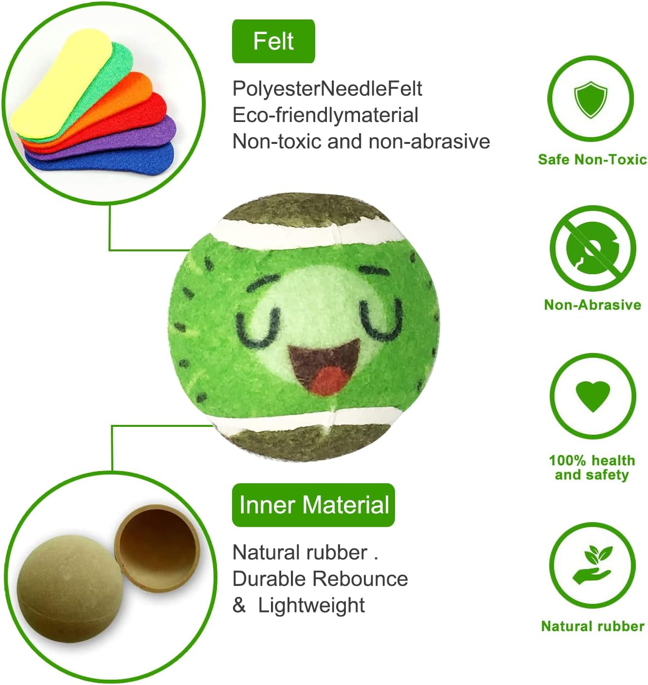 Tennis Balls for Dogs Funny Squeaky Dog Toys Chew Toys for Exercise and Training | 6 Pack Colorful Easy Catching Pet Dog Ball | 2.6" Pet Toys for Small Puppies Medium & Large Dogs
