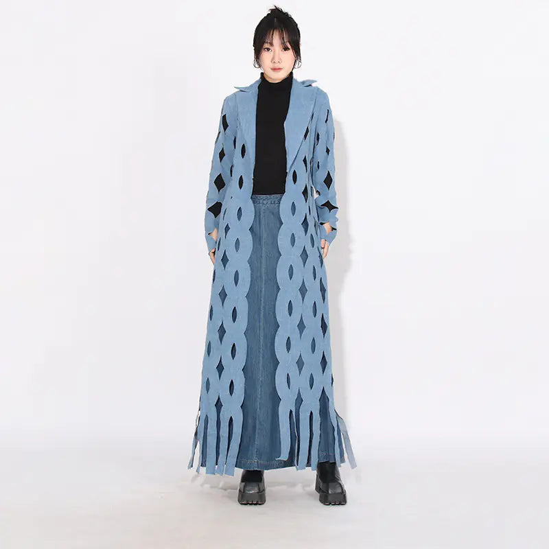 Women’s Fashion Loose Denim Cardigan with Tassels