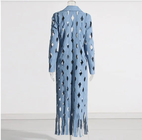 Women’s Fashion Loose Denim Cardigan with Tassels