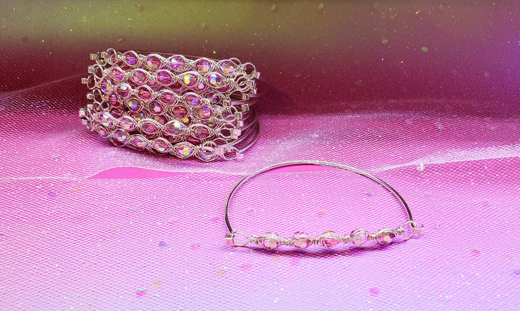 Larger Oval Shaped Swarovski Crystal Bar Bangle Bracelet